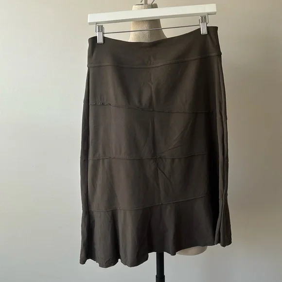 Athleta  Skirt Women Small Petite Grey Tiered Asymmetric Crescendo Peplum Hem - Picture 2 of 5